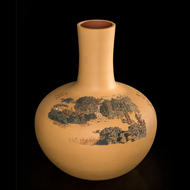 孔良法紫砂作品：天球瓶