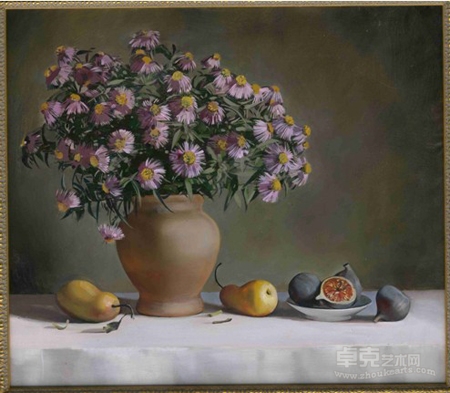 481369 油彩 村上寿子 作 「月見草」（F10）画家・静物画